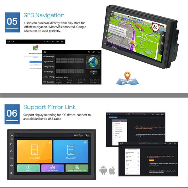 Car Multimedia Player Andriod GPS Navigation 2DIN HD Autoradio WiFi USB FM 2 Din 7" Car Audio Radio Stereo Backup Monitor