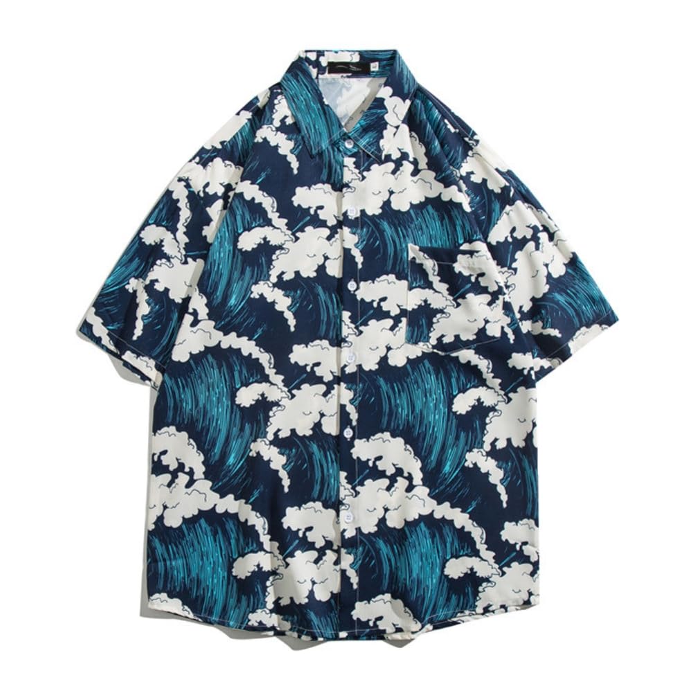 FLYUTH Aloha Short Summer Kariyushi Plus Japanese Floral Perfect for and Beach Trips Japanese Men's Shirt, Sleeve, Wear, Sizes, Pattern, Print,