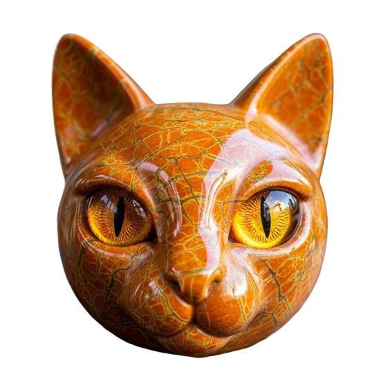 

Реалистичная скульптура головы кошки Ручная резьба Статуэтка головы кошки Домашний офис Настольное украшение Орнамент Подарок для любителей кошек