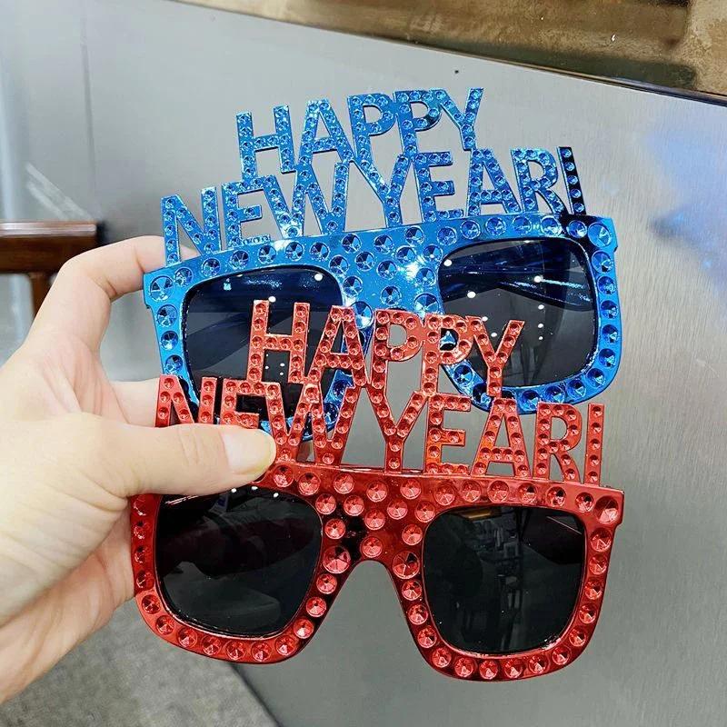 Funky Glasses For Christmas 2026 And New Year's Gifts HAPPY NEW YEAR Decorative Glasses Party Props New Year Party Supplies