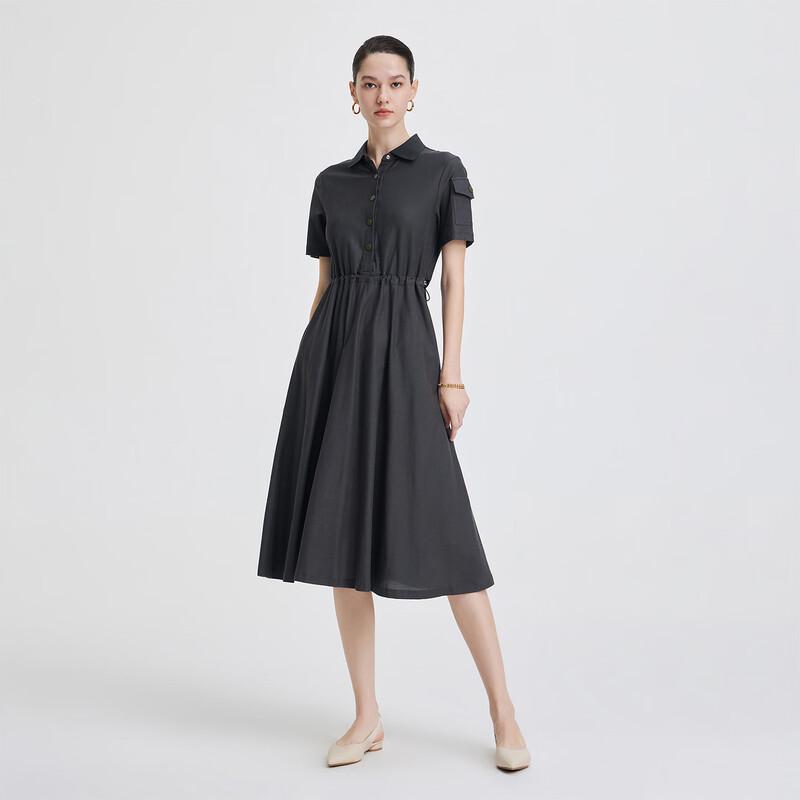 Giovanni Valentino Casual Lapel Short Sleeve A-Line Dress