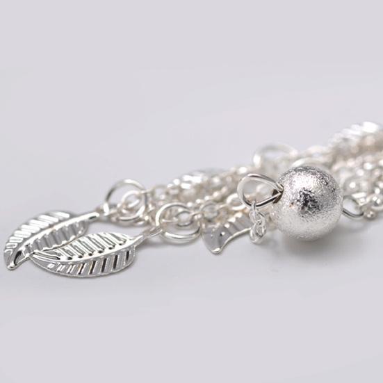 Women Anklet Two Layers Leaves Pendant Jewelry Bead Adjustable Long Lasting Chain Anklet