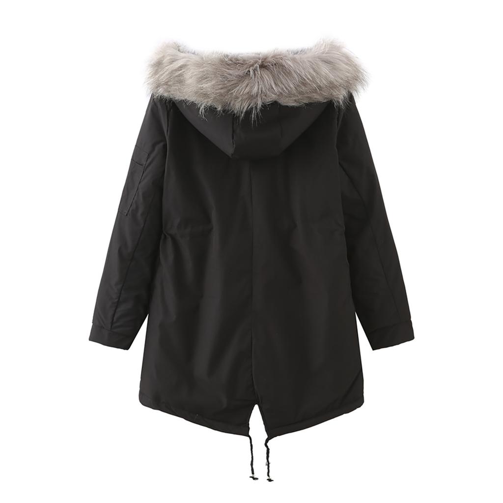 Women's Winter Long Thickening And Velvet Keeping Warm Casual Coat With Hat