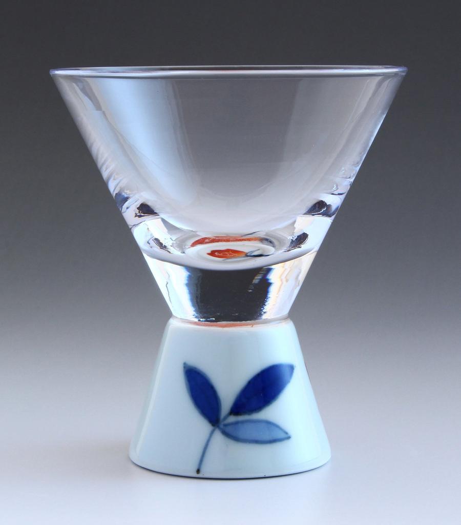 Arita Ware Romantic Glass SAKE GLASS Trapezoid Red Rose HD-01-7