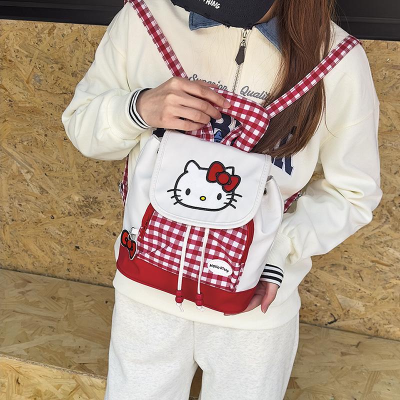 Children'S Backpack Cartoon Cute Kitten Boys And Girls Backpack Foreign Style Plaid Primary School Bag