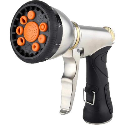Hose Nozzles 9 Adjustable Patterns Hose Spray Nozzle Heavy Duty Metal Hose Nozzle Spray Slip Resistant Water Sprayer for Cleaning/Watering Lawn