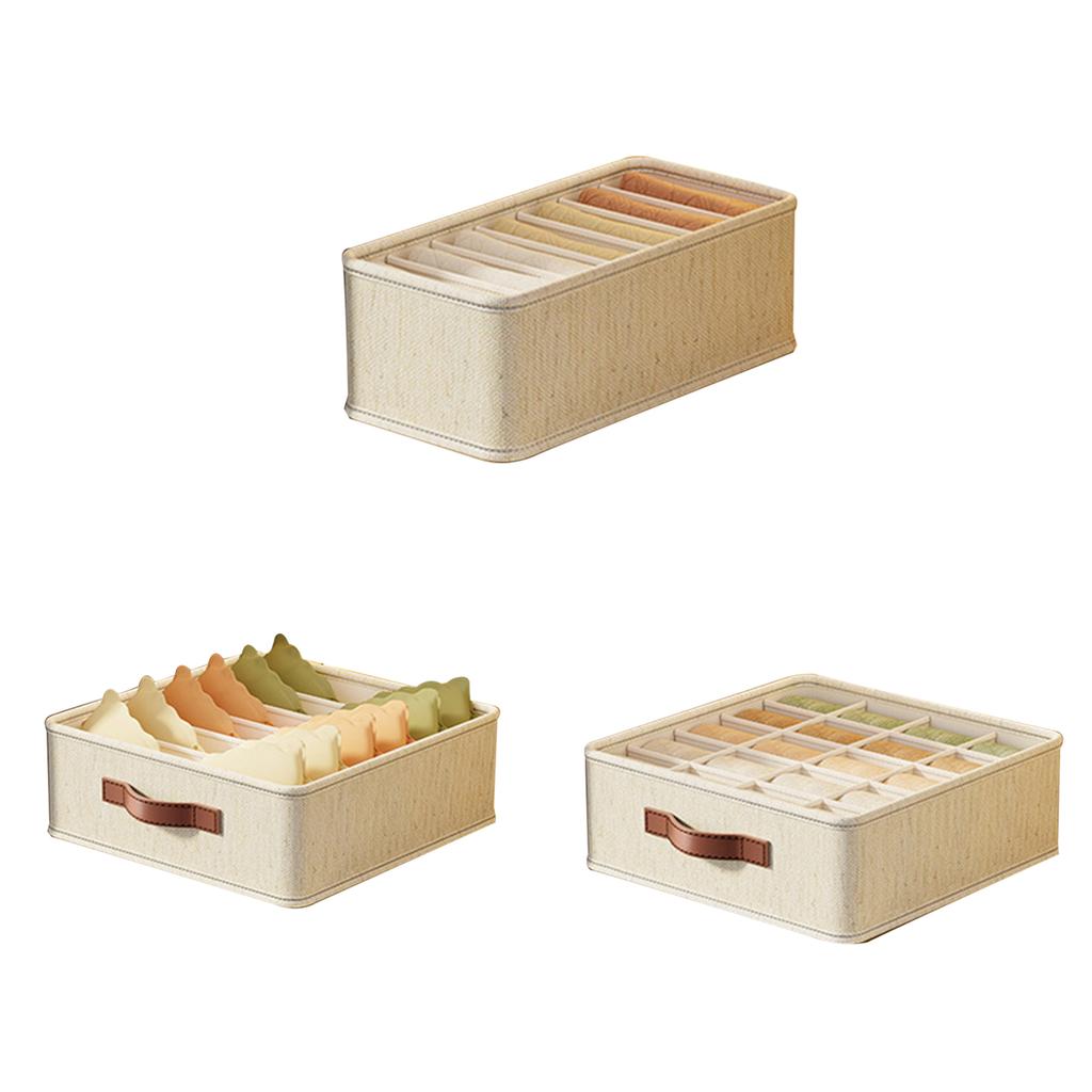 Undergarment Holder Cotton Linen Underwear Organizer for Home and Travel Socks Scarves Storage Container with Dividers