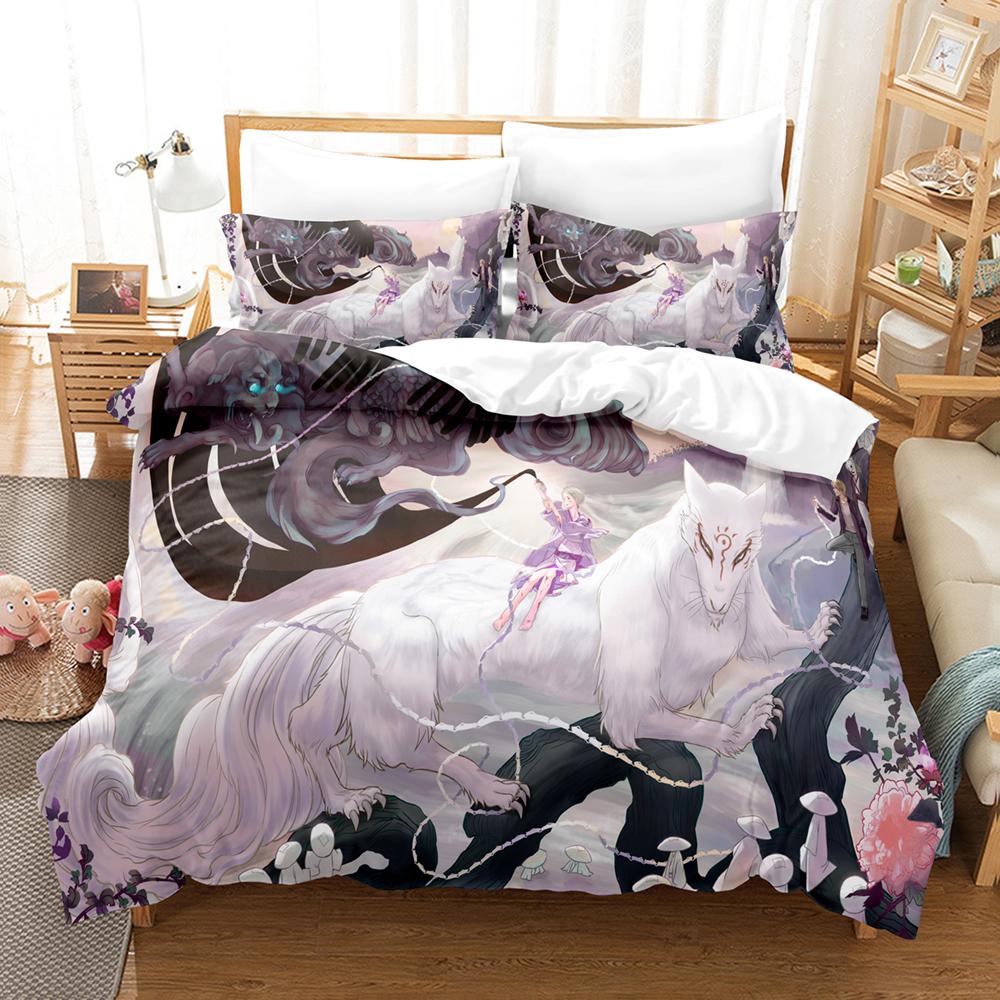 Natsume's Book of Friends Anime 3D Duvet Cover Bedding Set Polyester Pillowcases Quilt Cover Home Decor Gift Twin King Queen