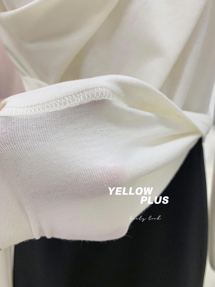 New 2024 Off-Shoulder Ruched Long-Sleeve T-Shirt, Rayon 1x1, 260g, High-End.