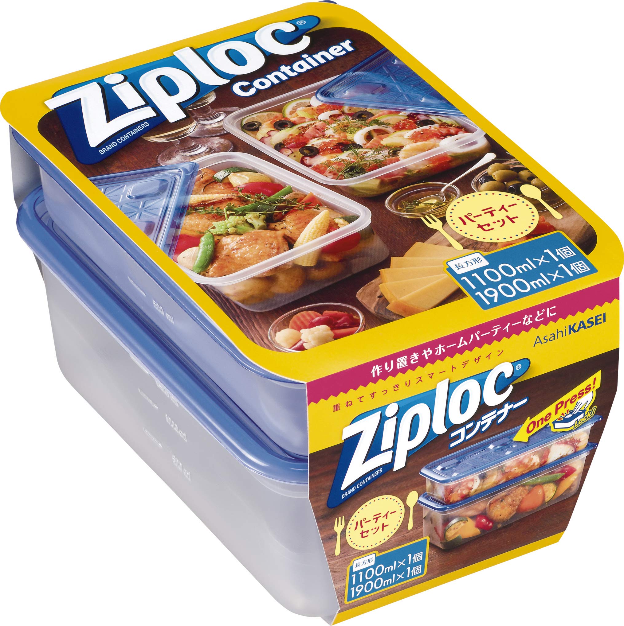 

Ziploc Containers, Rectangular, 1100ml & 1900ml, 1 each, Party Set