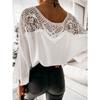 Spring Autumn Long Sleeve Lace Blouses & Shirts Women Solid Color Commuter Top Round Neck Small Shirt