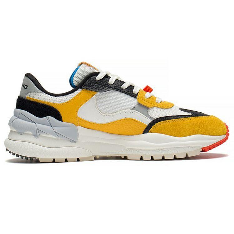Li Ning Origin CF Reflective Trend Shock Absorbing Non-Slip Durable Low-Top Sports Casual Shoes Men Sneakers Yellow White AGLS157-2