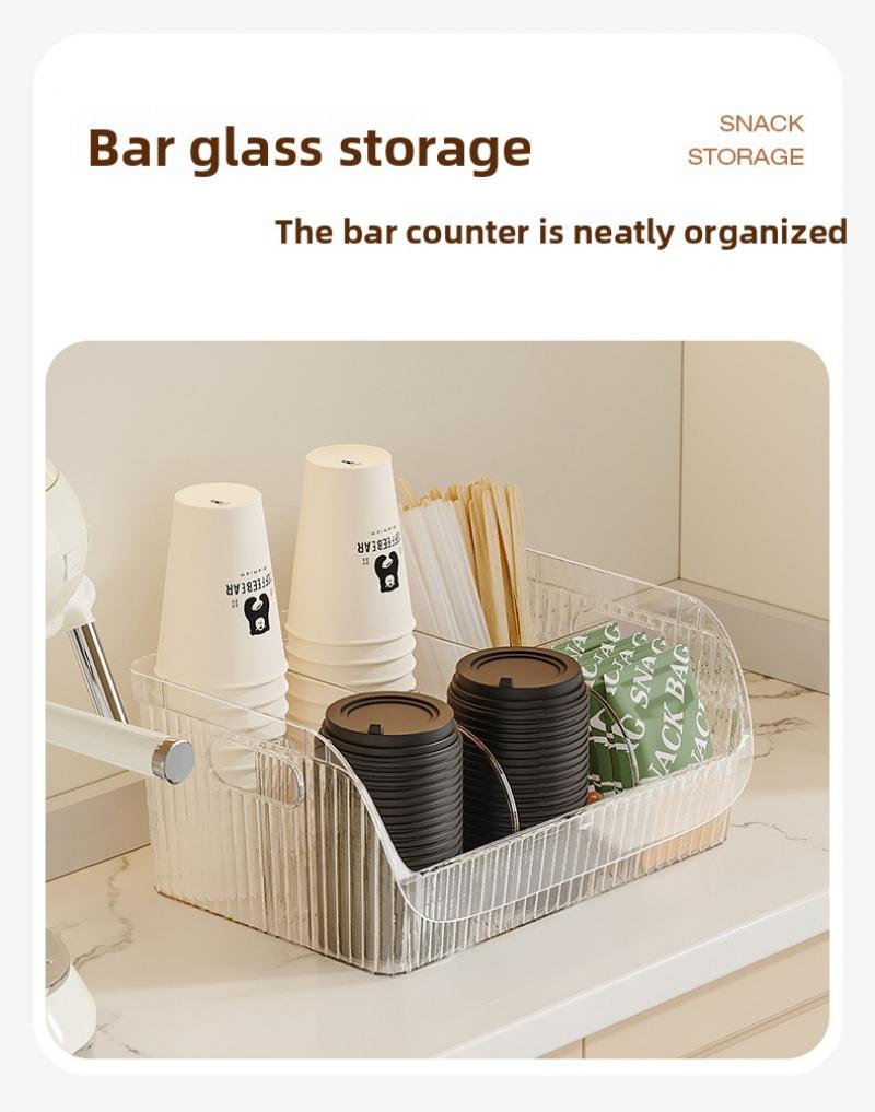 Large Clear Divided Desktop Storage Box Multi functional Space Saving Organizer for Home Disposable Cups Snacks Sorting