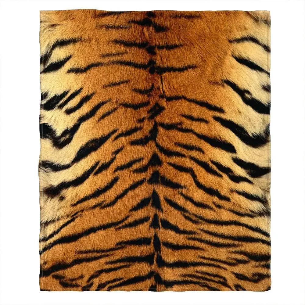 Realistic Tiger Skin Blankets Flannel Textile Decor Animal Print Skin Animal Portable Warm Throw Blankets for Bed Rug Piece King