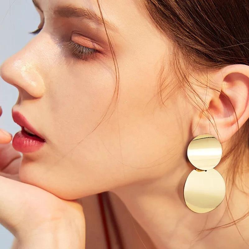 Fashion Statement Earrings 2019 Big Geometric Round Earrings For Women Hanging Dangle Earrings Drop Earing Modern Female Jewelry