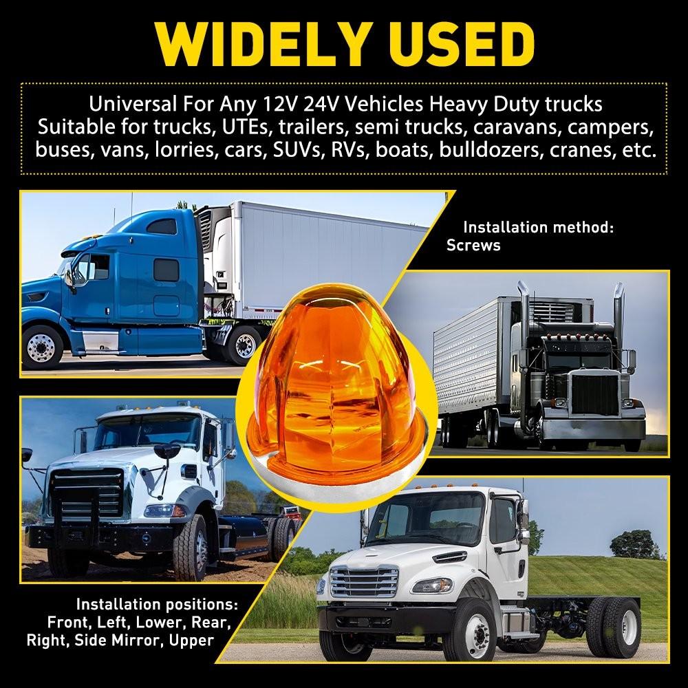2x LED Amber Watermelon Lights Side Marker Truck Trailer Turn Signal Light 12V