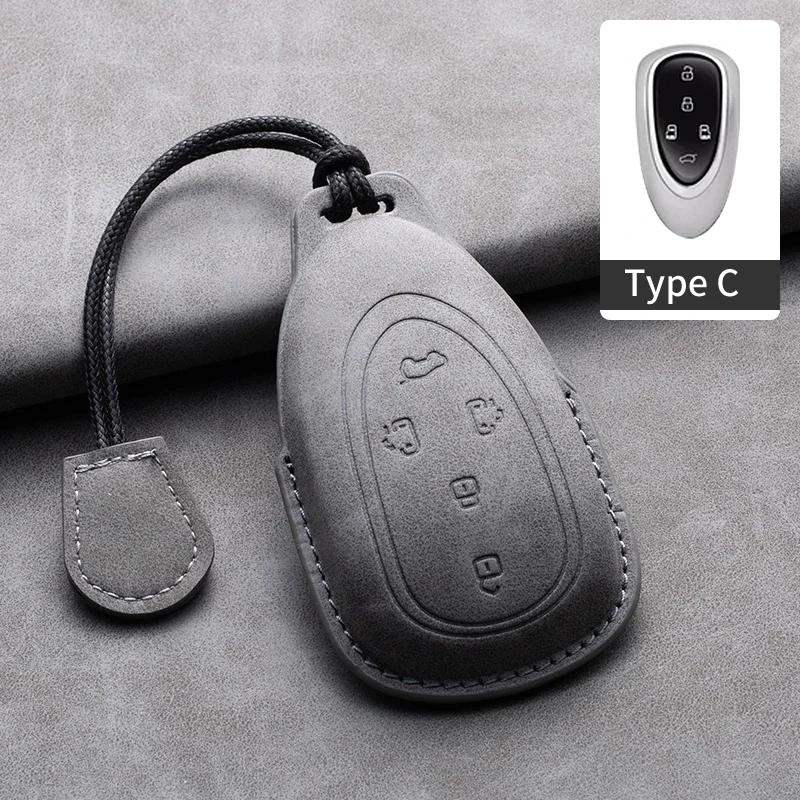 4 Buttons Car Remote Key Case Cover For Great Wall Gwm Wey Coffee01 Coffee02 Wey-X Wey-S Wey-Gt Vv7 Gt8 Leather Key Fob Keychain