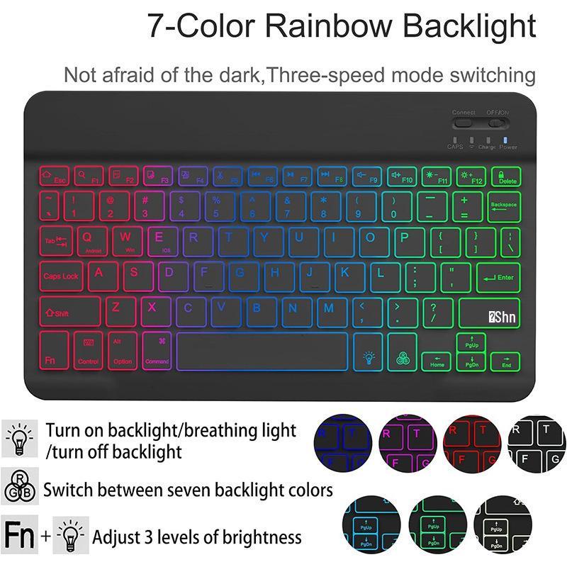 Samsung Tab S10 Lite RGB Backlit Bluetooth Keyboard Case with Detachable Keyboard for S11/S9 FE