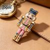 Festive Nutcracker Pin Christmas Brooch Pin Rhinestone Enamel Soldier Badge for Decorative Suit Accessory Women Men Xmas Holiday Jewelry Coats