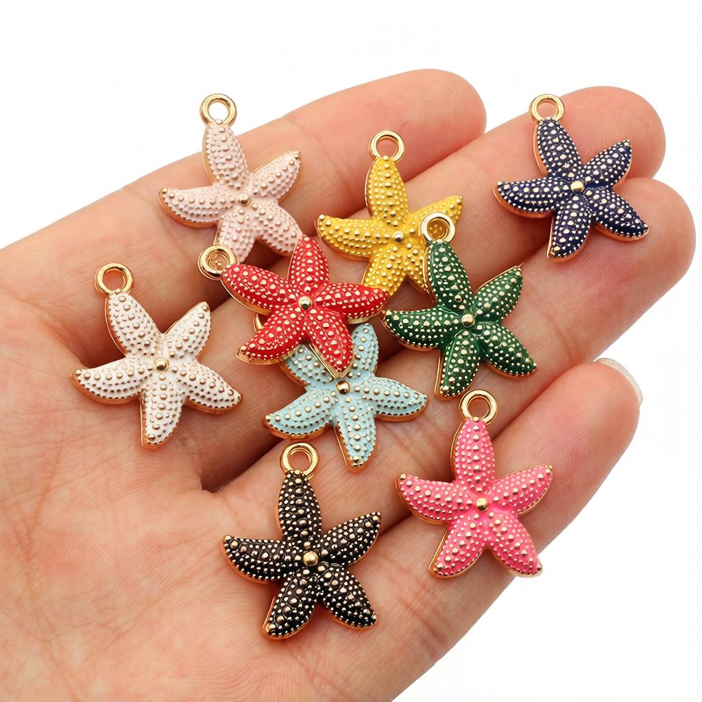 20pcs Enamel Starfish Charms Pendant 23x19mm Alloy Metal Crafts for Earrings Necklace Bracelet DIY Jewelry Making Accessories