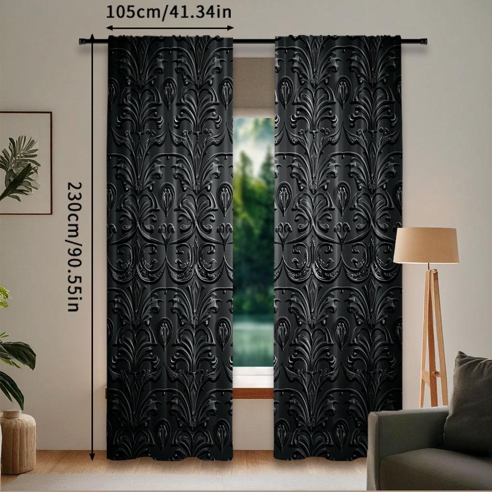 2 ks Vintage závěsy Starožitný barokní vzor s jemným stínem Gotický viktoriánský styl Pro ložnici koupelnu obývací pokoj jídelnu