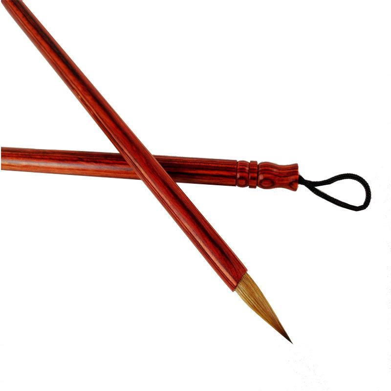 Red Sandalwood Wolf Hair Calligraphy Brushes - Small Seal Script, Four Treasures for Study Writing