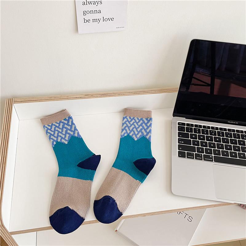 

Socks Fashion Trend Double Needle Double Road Medium Socks Big Brand Style Vertical Strip Socks Stacked Socks one size