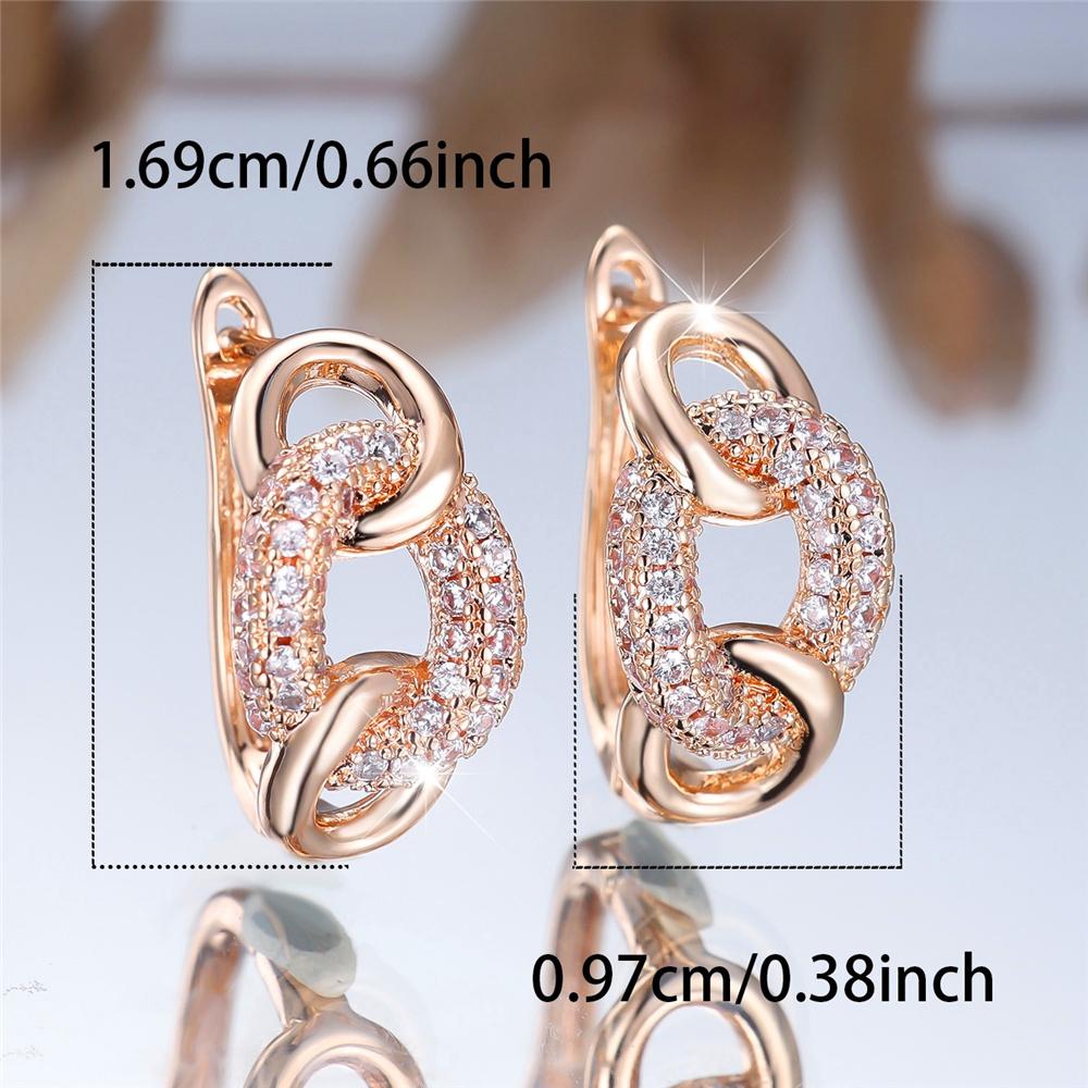 Trendy Crystal White Zircon Hoop Earrings For Women Vintage Gold Color Wedding