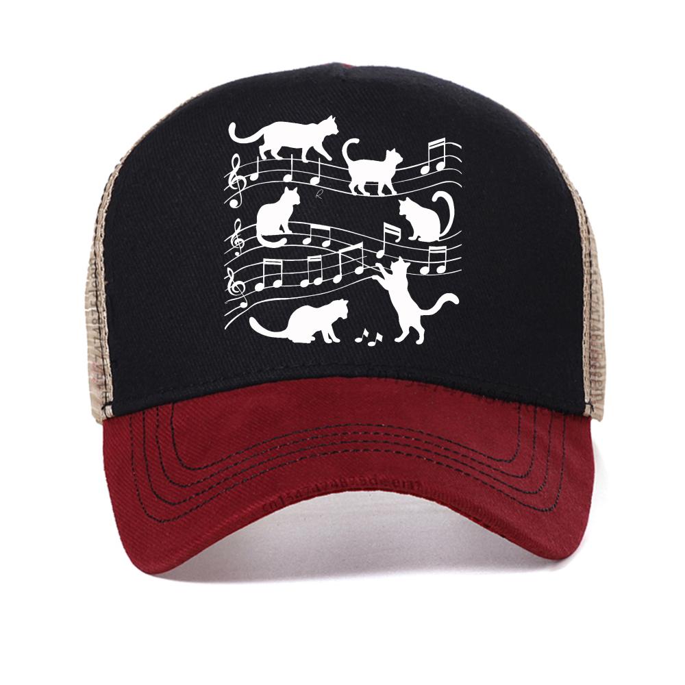 

Music & Cat Print baseball cap fashion Casual Summer Women s Graphic caps men Birthday Gifts Piano hat Breathable Snapback hats Adjustable красный