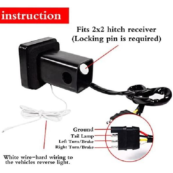 3-In-1 Smoked Lens Universal LED Hauling 2" Receiver Compatible with Truck SUV RV Trailer Rear Bumper Driving lamp Brake Tail Reverse Tow Hitch Cover