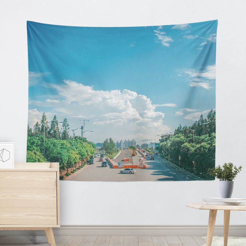 Forest Lake Lawn Landscape Tapestry, Film Style Aesthetic Wall Hanging for Bedroom Living Room Decor