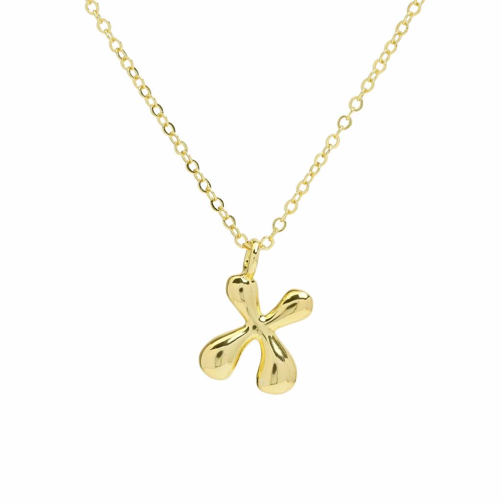 18K Gold Plated Balloon Bubble Hip Hop Necklace with 26 English Letters for Women