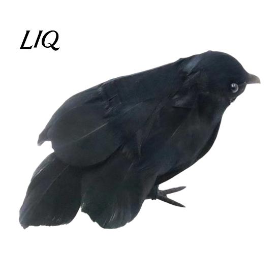 Levensechte Vogelbeeldjes Realistische Zwarte Kraai Halloween Decoratie, Gevederd Raaf Beeldje Prop Simulatie Raven voor Spookhuis, Kunstmatig