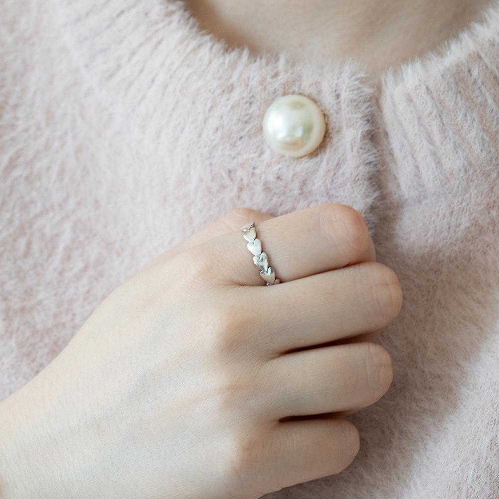Alleun Silver 925 Heart Layered Silver Ring Mini Bold