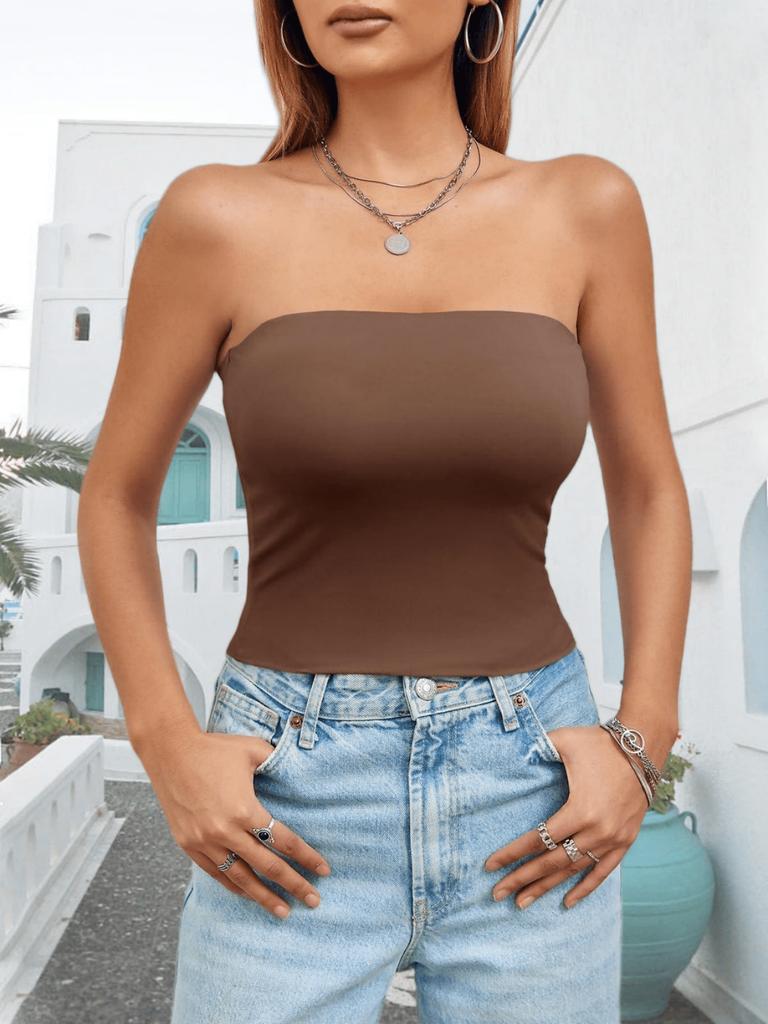 Women's Strapless Tube Top Stretchy Y2K Clubwear Basic Cami