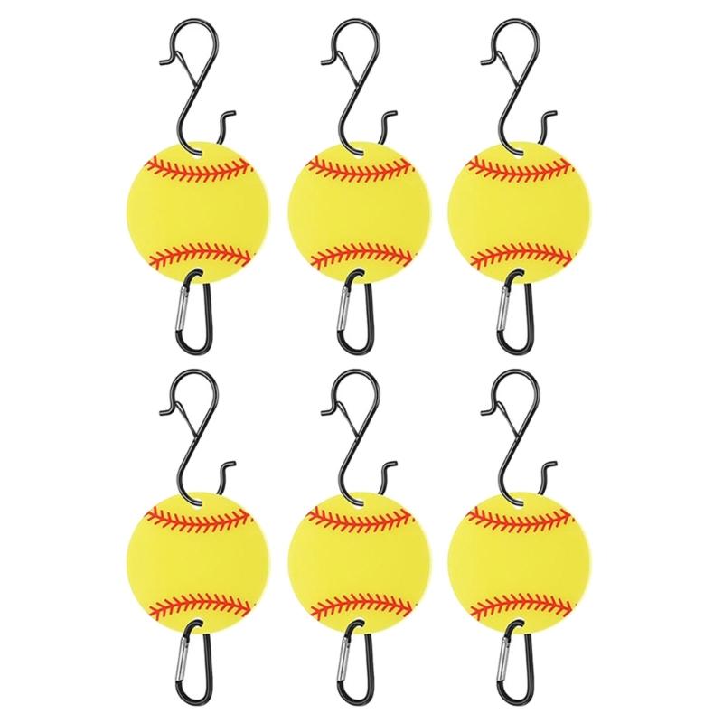 

6PCS Customizable Dugout Organizers Hooks For Baseball Gear Storage Aluminum Alloy Sports Equipment Hanging Hooks жовтий