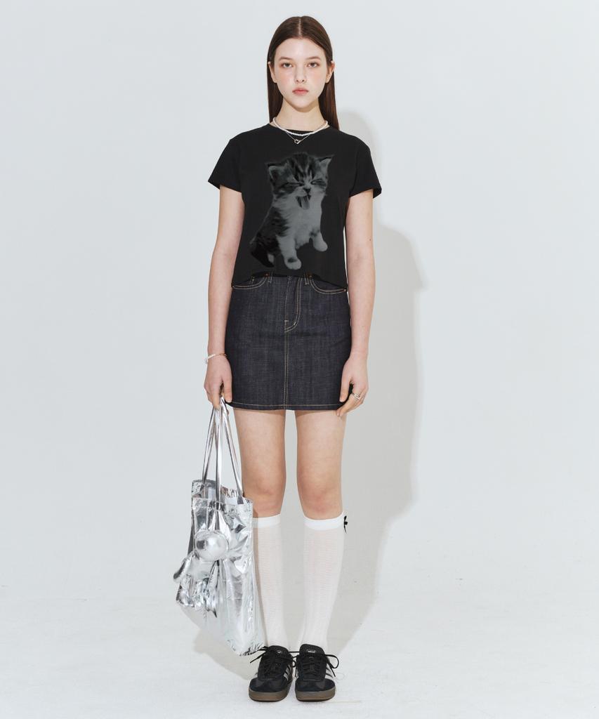 Damiswi Kitten Halftone T-Shirt_Black