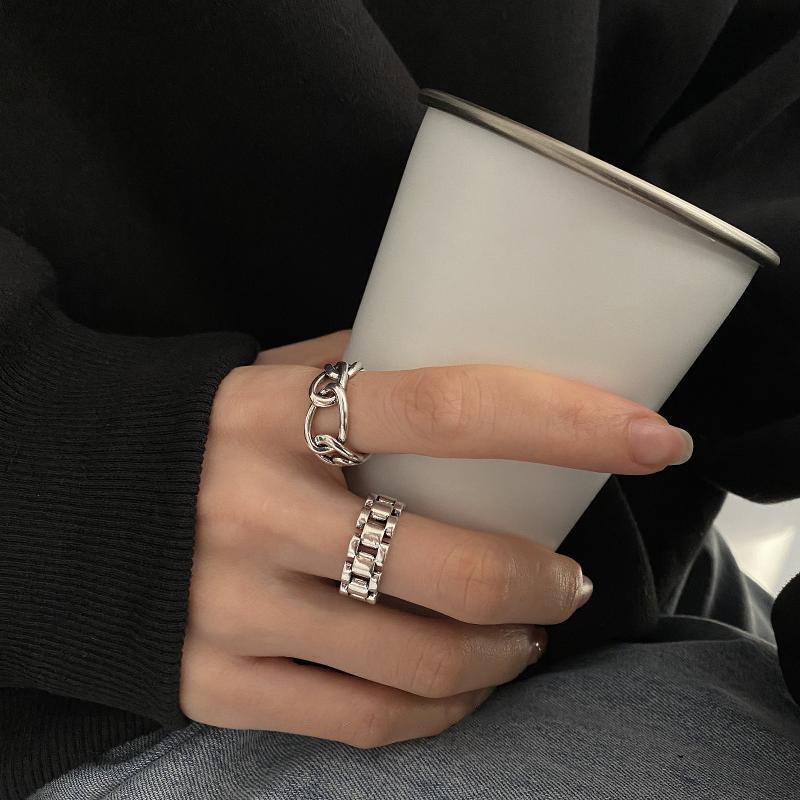 Simple Ring Female Retro Fashion Temperament Elegant Square Sugar Open Finger Ring Hip-hop Index Finger Ring Tide Finger Rings Geometric Party Jewelry