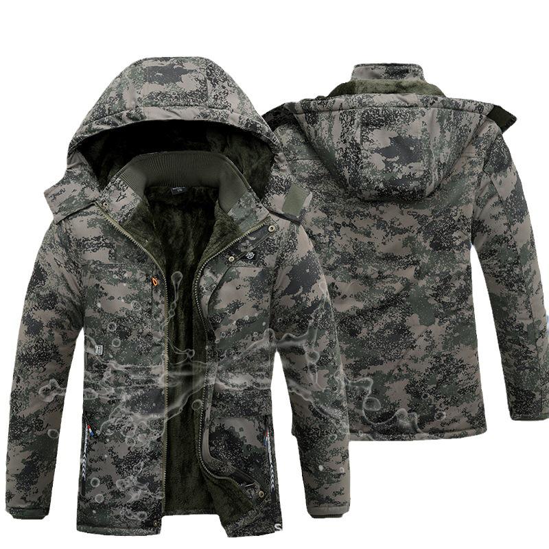 Men's Winter Camouflage Velvet-Lined Workwear Coat
