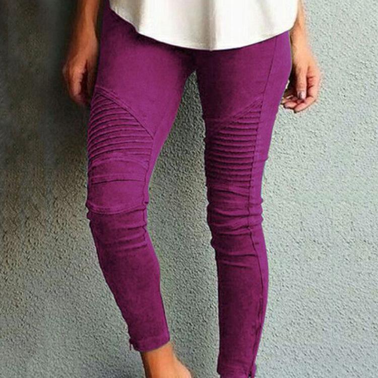 YYFS Damemote Uformelt Ensfarget trykk Høy midje Bukser og Capris