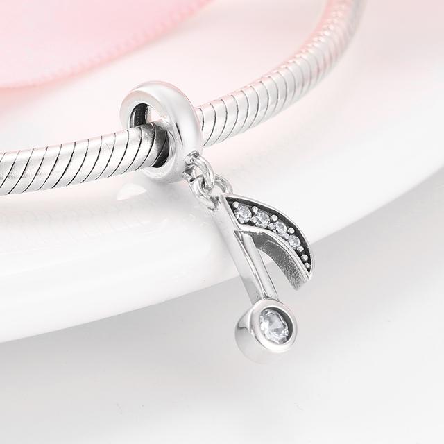 925 Sterling Silver Microphone Shape Flamingo Pink CZ Beads Fit Original Designer Charms Bracelet Bangles DIY Jewelry Making