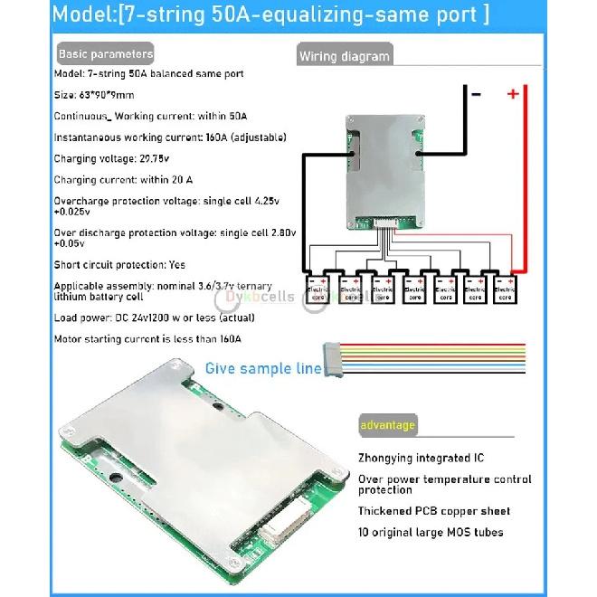 6S 7S 8S 24V 50A 100A 130A 230A 300A Li-ion Lifepo4 Lithium Battery Protection Board BMS Balance MOS Electrical Tool RV Inverter