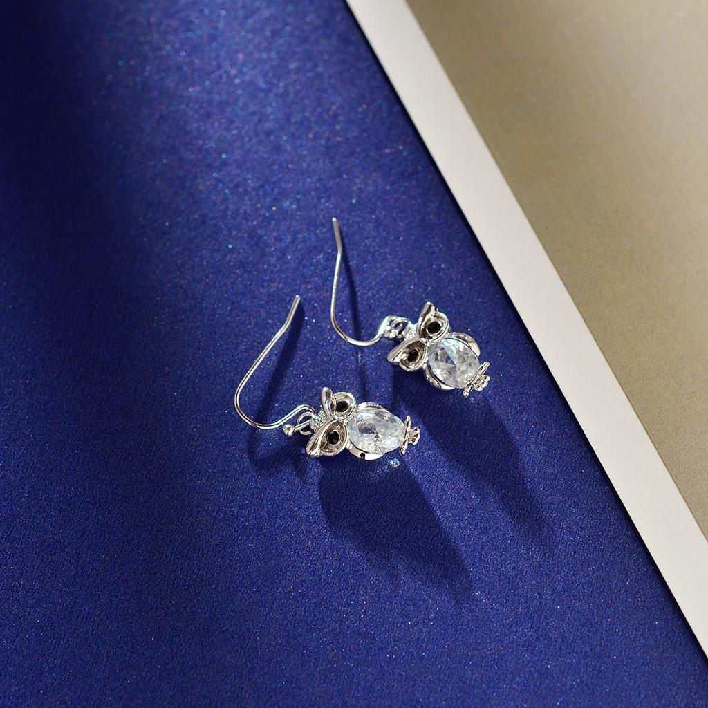 Elegant Rose Gold And Zirconia Owl Stud Earrings For Women Fashionable Animal Style