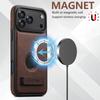 Luxury Faux Leather Phone Case Frosted Feel Stand Magnet Wireless Charging for IPhone 17 Pro Max 16 Plus 15 14 13 12