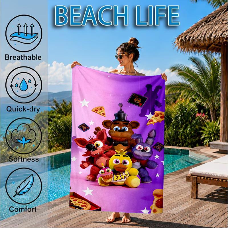 Five Nights Party Beach Towel, Super Soft Microfiber, Perfect Gift for Her/Him, Birthday, for Pool, Beach, Travel, Decor Beach Party