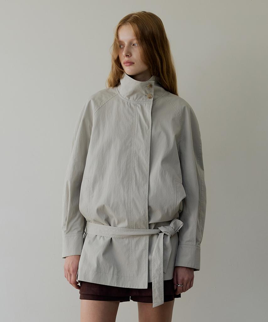 ARTID Belted Trench Half Coat_Grey Beige