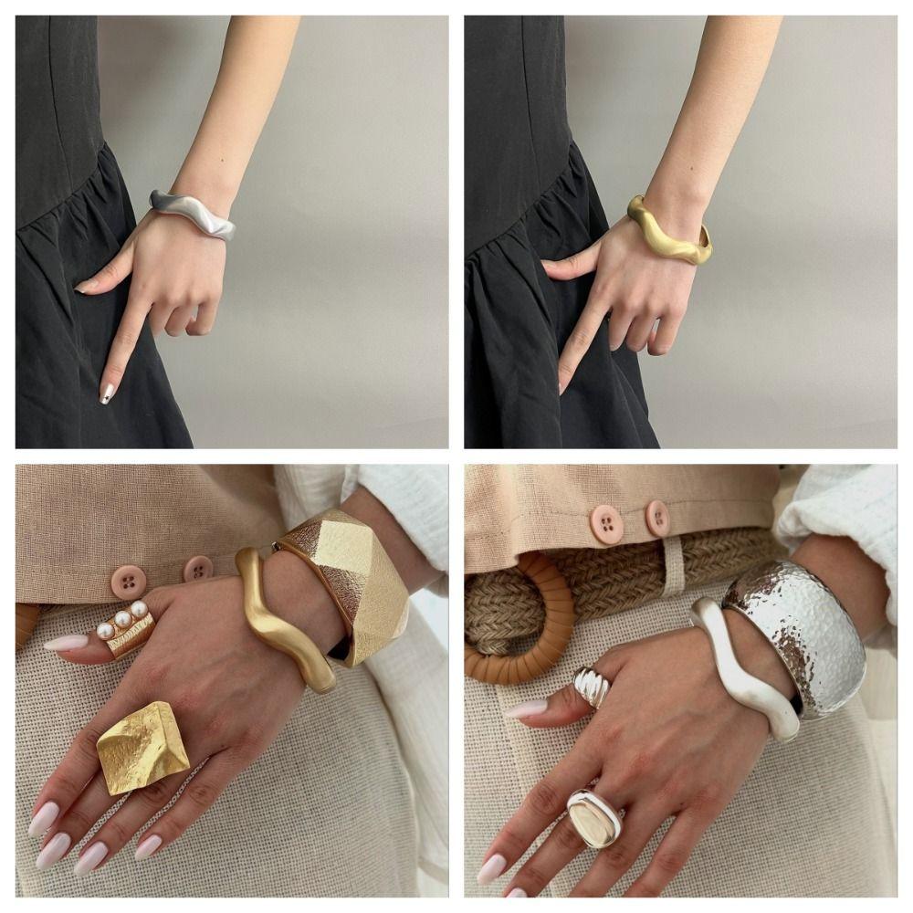 Weave Exaggerated Bracelet Irregular Women Bangle Fashion Simple Geometry Bracelet Daily