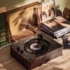 10 W 5 V Vintage Vinyl CD Player Mobilny Bluetooth Duży Akumulator System Dźwiękowy Stereo Podwójny Głośnik Gramofon