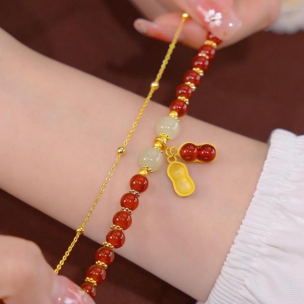 Bransoletka celebrytki internetowej modna wysoki styl lekki luksus niszowa imitacja jadeitu Hetian bransoletka biżuteria świąteczne prezenty