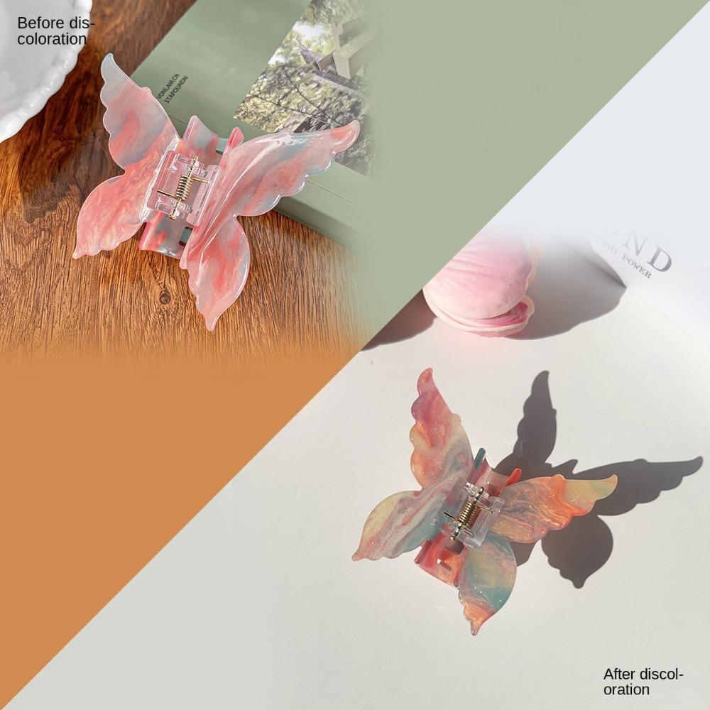 Color Changing Acetate Butterfly Hair Claw Colorful Large Shark Clip Butterfly Hair Clip  Female